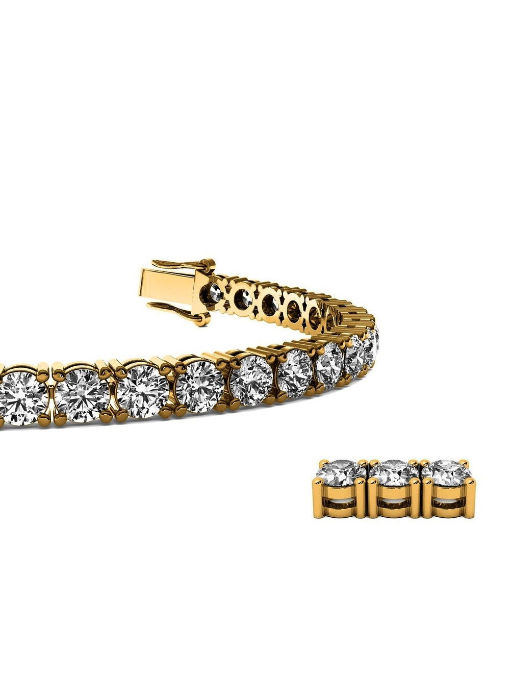 4.00 CT G/VS1 Round Cut Lab Grown Diamond Tennis Bracelet 14k Ye